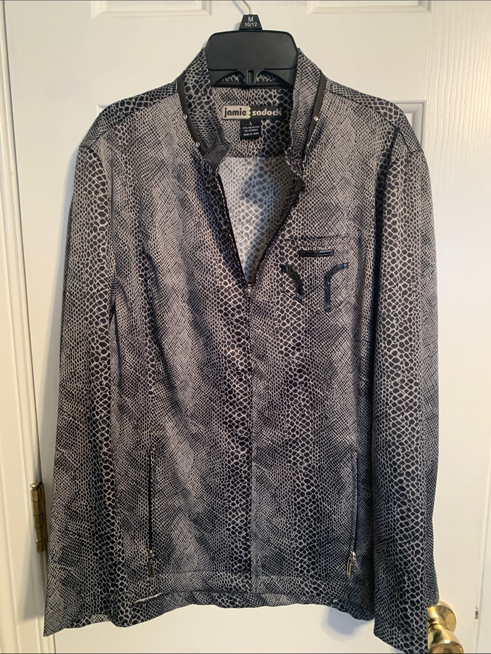 jamie sadock Black and Gray Snakeskin-Print Jacket